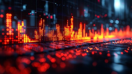 Naklejka premium Abstract Digital Data Visualization Showing Stock Market Trends