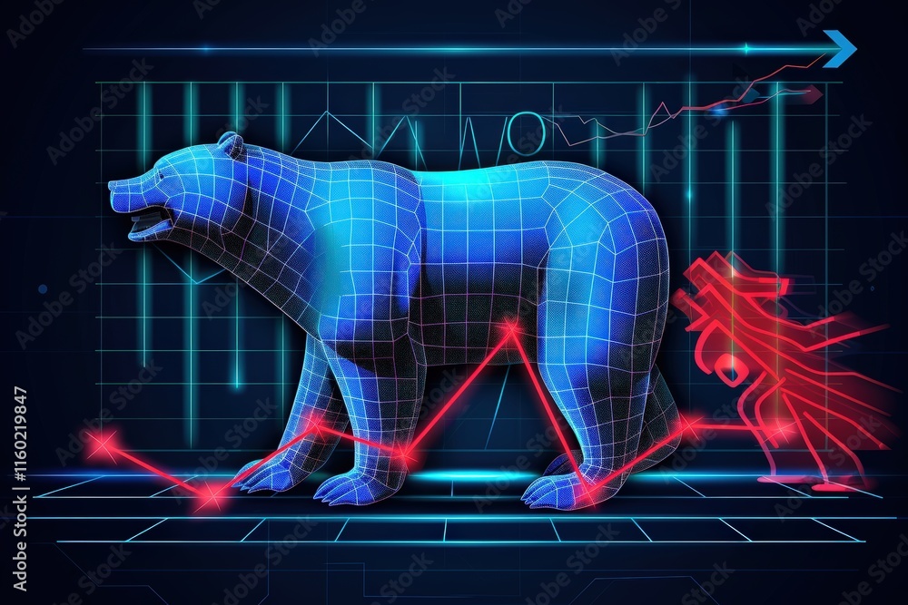 Aufkleber bear market analysis navigating financial trends with data visualization digital environment graphic