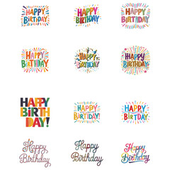 Colorful Happy Birthday typography vector illustration