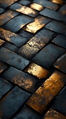Golden Hour on a Cobblestone Street Textured Pavement Background