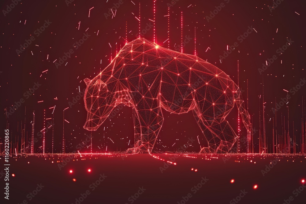 Poster dynamic digital bear visualization virtual space 3d art abstract environment close-up view tech conc