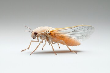 A close-up image of a bug isolated on a white background, showcasing its intricate details and features.