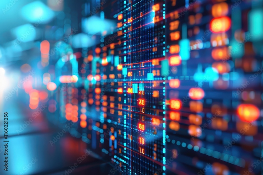 Poster data visualization action in a digital environment technology room graphic representation modern vie