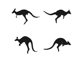 Kangaroo silhouette vector art design. Silhouette Kangaroo in Black Color Vector Concept Illustration. Set silhouettes of kangaroo, different poses, black color, isolated on white background. 