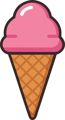 ice cream cone icon pink scoop on a brown cone