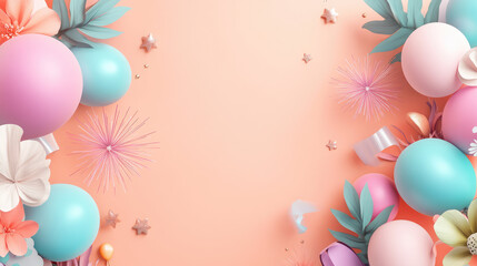 A colorful background with a bunch of balloons and stars