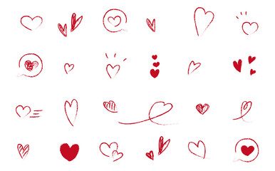 Cute heart handwritten illustration material set