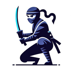 Obraz premium Isolated vector illustration of ninja warrior on white background.