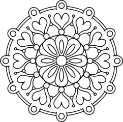 Simple black and white mandala, simple mandala coloring pages, vector file, tattoo design