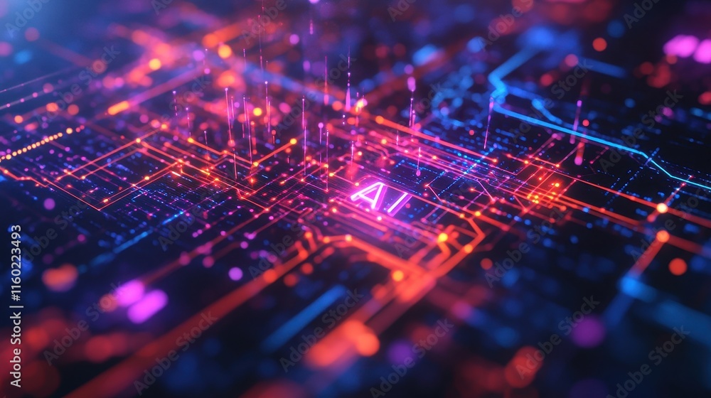 Poster abstract ai neural network digital technology