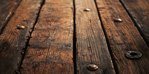 Obraz premium Rustic Wooden Planks With Rustic Nails for Vintage or Outdoor Themes : Generative AI