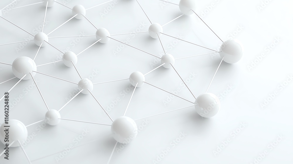 Poster abstract 3d network structure with white spheres and lines.