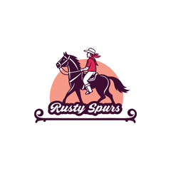 Naklejka premium Rustic Western Cowboy Logo Design with Hat and Cactus Elements