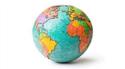 A colorful globe depicting continents and oceans, illustrating the Earth's geographical features and diversity.