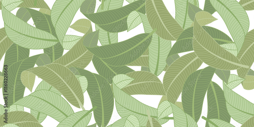 Poster modern minimalist tropical leaves seamless pattern. abstract aesthetic vector illustration in minima