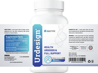 Smart and elegant modern healthcare best supplement medicine bottle jar product packaging, print file label design.