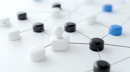 Abstract network of black and white nodes symbolizing connections.