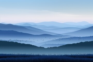 Fototapeta premium Serene mountain landscape at dawn overlooking vast blue horizons nature scene tranquil environment panoramic view peaceful concept