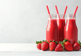 Bottled Strawberry Milk with Fresh Strawberries