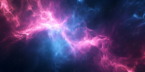 Fototapeta premium Cosmic nebulous cloudscape with vibrant pink and blue interstellar formations : Generative AI