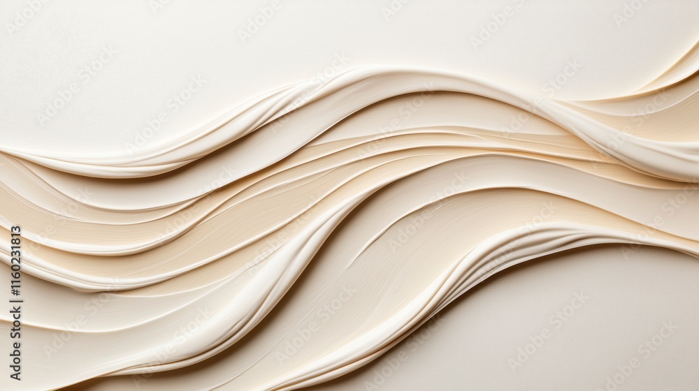 Poster elegant wave patterns in creamy textured surface for modern design or background use