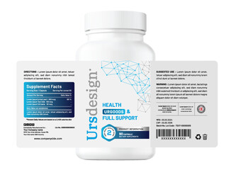 Clean and creative healthcare vitamin supplement medicine bottle jar product packaging label print design.