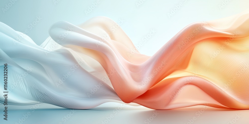 Poster abstract flowing waves in soft pastel colors with smooth textures and gradient shades