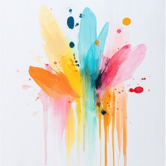 Vibrant Paint Splash Abstract Art with Colorful Drips and Dynamic Brush Strokes