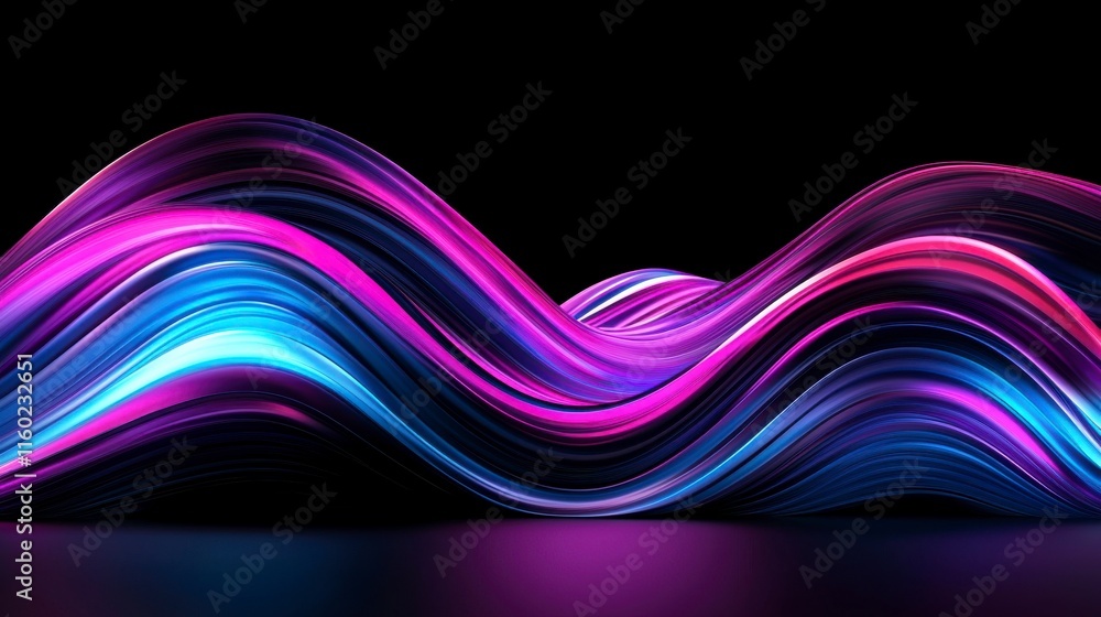 Poster vibrant flowing colors with smooth waves in abstract light patterns