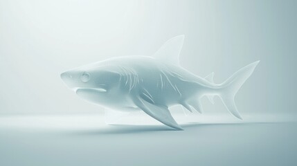 Obraz premium Abstract white shark model on light background.