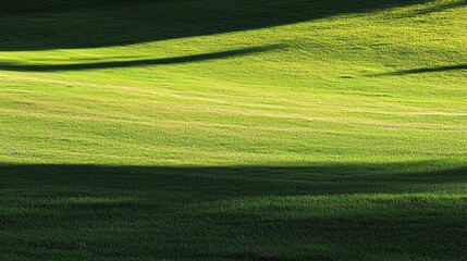 Obraz premium Sunlit grassy field with shadows.