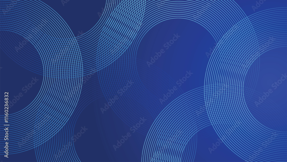 Aufkleber gradient abstract blue background with circular line patterns