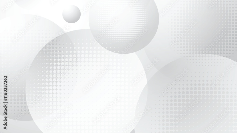 Aufkleber abstract modern white and grey circle overlapping with halftone background