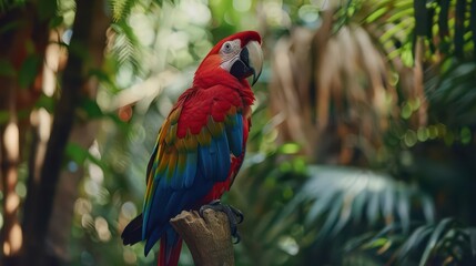 Fototapeta premium Vibrant Parrot in Lush Botanical Surroundings. Nature's Colorful Harmony concept