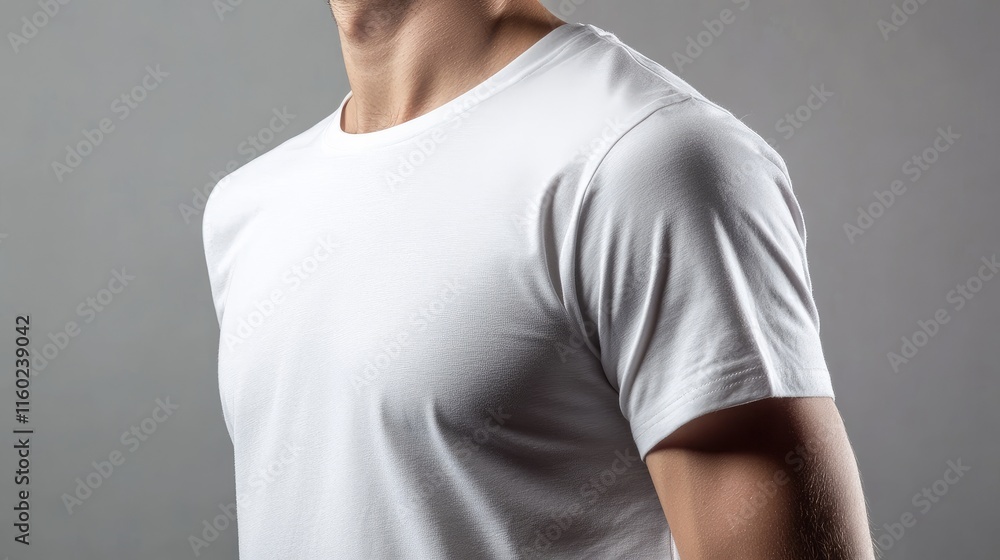 Poster white t-shirt mockup with perfect fit for high quality fabric printing showcasing ample space for de