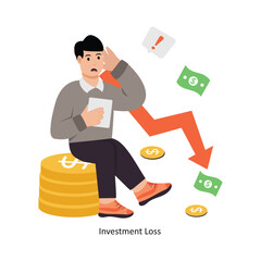Investment Loss concept vector illustration. Inflation isolated On white Background.          
