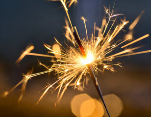 Angezündete Wunderkerze für Silvester,  Start ins neue Jahr, KI, AI generiertes Bild