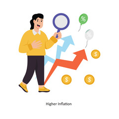 Higher Inflation  concept vector illustration. Inflation isolated On white Background.           