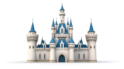 Obraz premium Enchanting Fairytale Castle with Blue Towers and Turrets