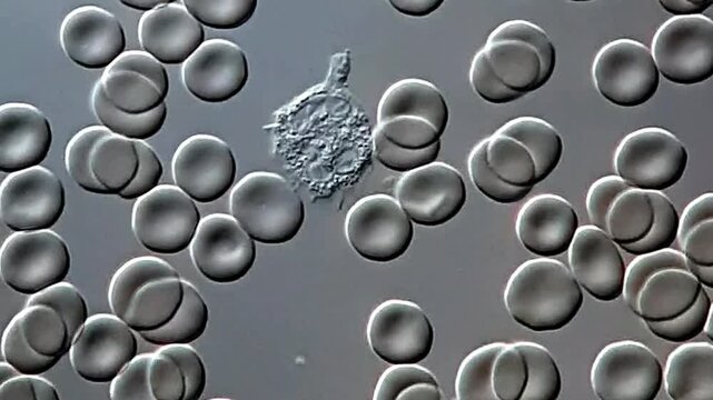 White blood cells under microscopy view, WBC under microscope 