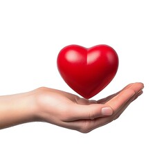 Obraz premium Hand Holding Red Heart Symbolizing Love and Compassion for Wellness
