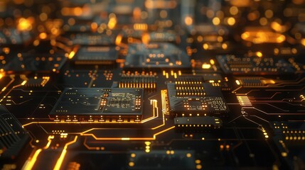 Obraz premium Wired City Symphony. Interweaving technology and urban aesthetics concept