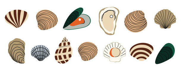 Shellfish 1 cute on a White background, vector illustration.