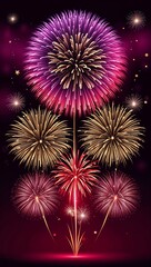 Obraz premium Combining purple gold and red fireworks for a royal elegant and celebratory effect