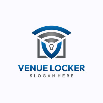 Technology shield logo design template. Safe storage technology concept. Creative vector symbol.