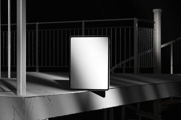 Industrial Tablet Mockup with Spiral Staircase and Railing Details