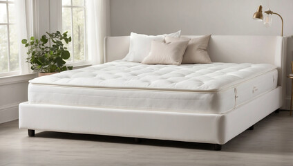 An Elegant White King Size Mattress with Soft Pillows Providing a Cozy Sleeping Experience