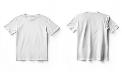 Two white short sleeves are placed flat on the table