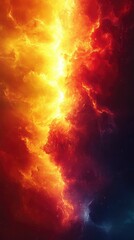 Fiery Nebula Cosmic Inferno and Celestial Light