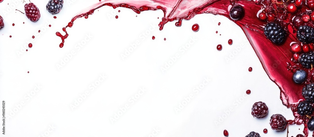 Poster red wine splashes with dark red berries and empty space for text ideal for promotional materials or 